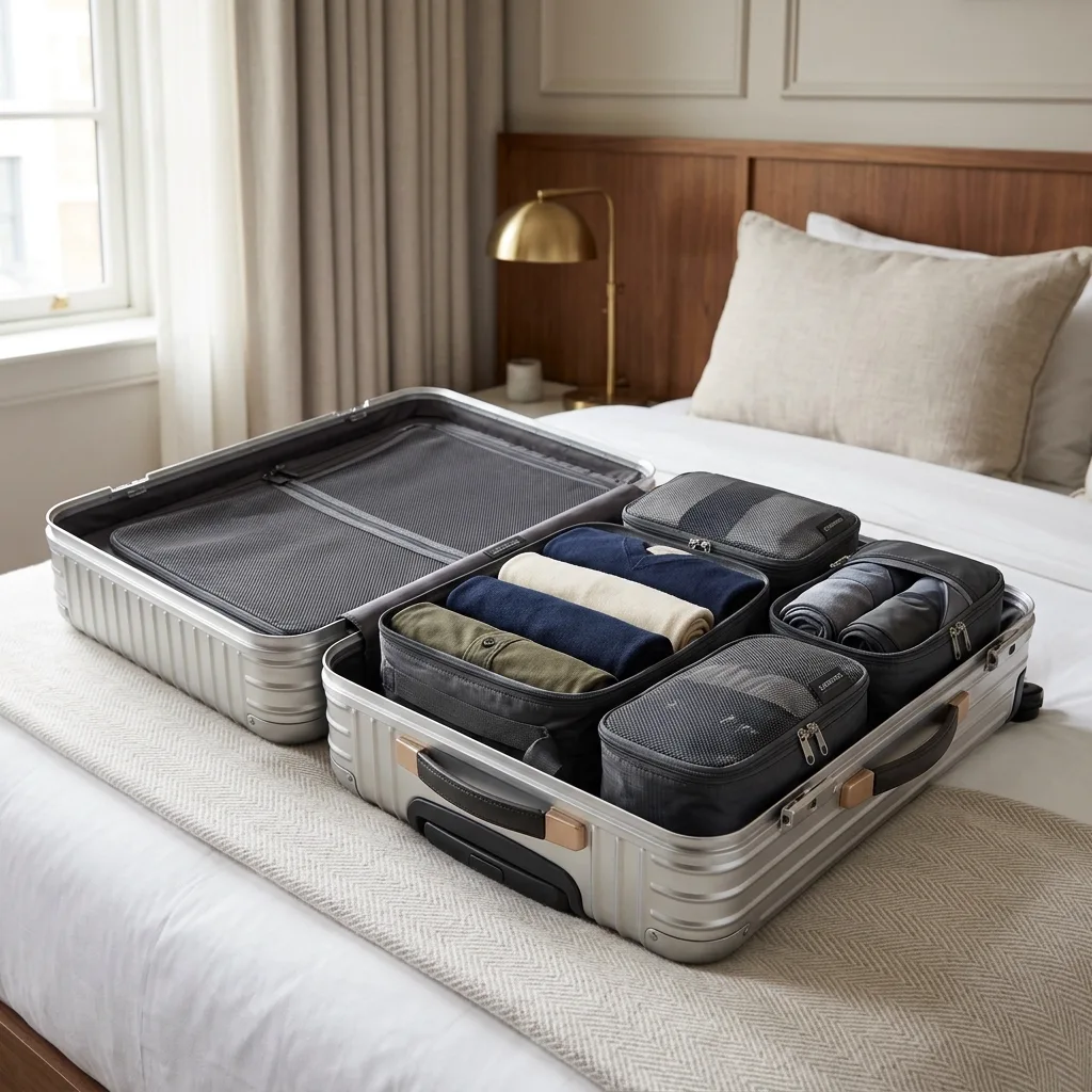 กระเป๋าจัดระเบียบแบบบีบอัด (Compression Packing Cubes): เพิ่มพื้นที่กระเป๋าเดินทาง 60%