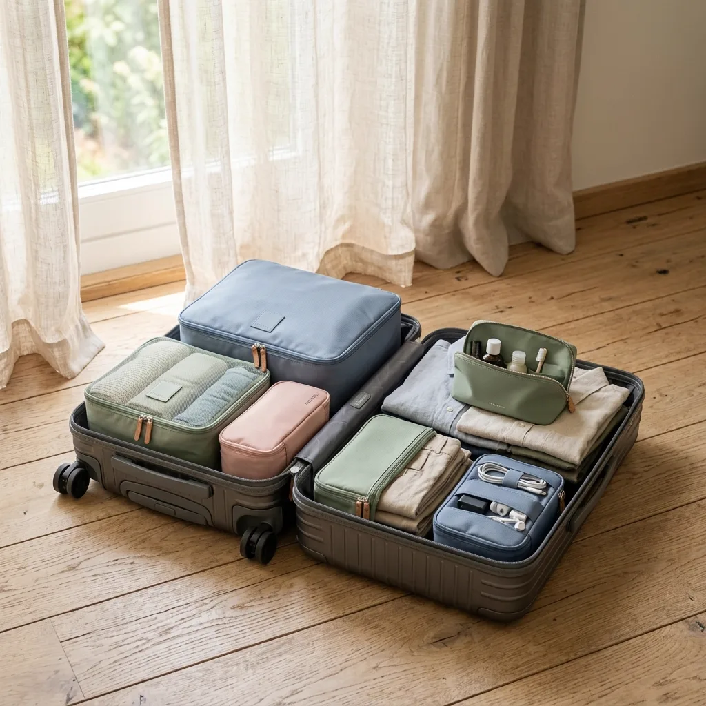 คู่มือจัดกระเป๋าเดินทางให้เป็นระเบียบ: ลำดับการเลือกถุงจัดระเบียบ (Packing Cubes) และอุปกรณ์จำเป็นชิ้นแรก